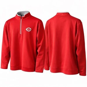 Antigua Men's Red Zip-Up Sweater for Cincinnati Reds